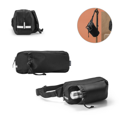 DELFOS POUCH. Bolsa de cintura em poliéster reciclado 300D e poliéster reciclado 600D com elementos refletores